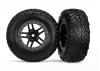 Traxxas Tires wheels assembled glued (SCT Split-Spoke black satin chrome beadlock style wheel dual profile (2.2 outer 3.0 inner) SCT off-road racing tires foam inserts) (2) (4WD f/r 2WD rear) (TSM rated)