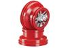 Traxxas Wheels SCT Split-Spoke chrome red beadlock style dual profile (2.2 outer 3.0 inner) (front/rear) (2)