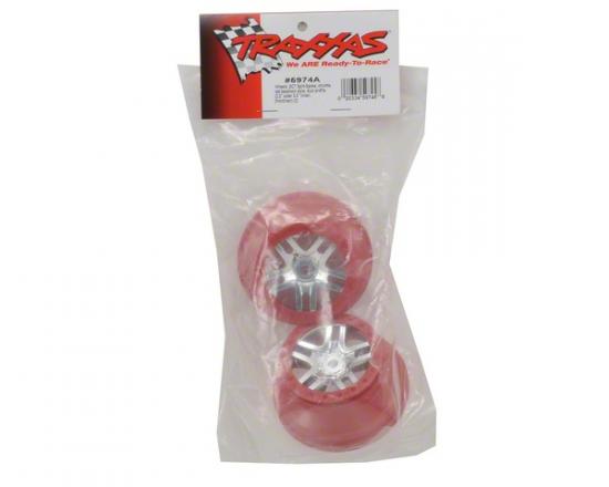 Traxxas Wheels SCT Split-Spoke chrome red beadlock style dual profile (2.2 outer 3.0 inner) (front/rear) (2)