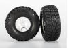 Traxxas Tires wheels assembled glued (SCT Split-Spoke satin chrome black beadlock style wheels dual profile (2.2 outer 3.0 inner) Kumho tires foam inserts) (2) (front/rear)