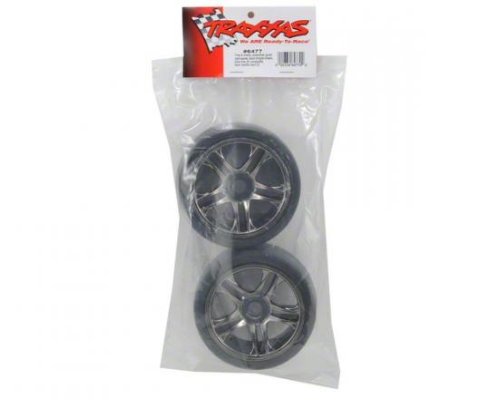 Traxxas XO-1 Rear S1 Tyres Pre Mounted on Split Spoke Black Chrome Wheels (1 Pair)