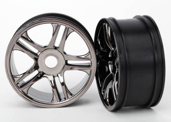 Traxxas Wheels split-spoke (black chrome) (rear) (2)
