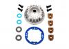 Traxxas Housing center differential (Aluminium)/ x-ring gaskets (2)/ ring gear gasket/ bushings (2)/ 5x10x0.5mm PTFE-coated washers (2)/ 2.5x8 CCS (4)
