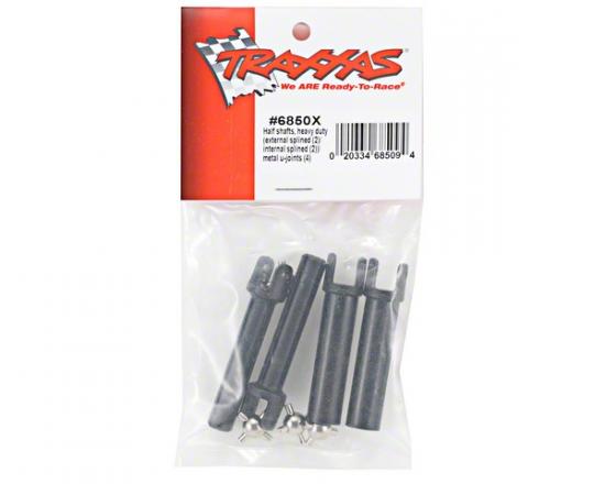 Traxxas Half shafts heavy duty (external splined (2)/ internal splined (2)/ metal u-joints (4)