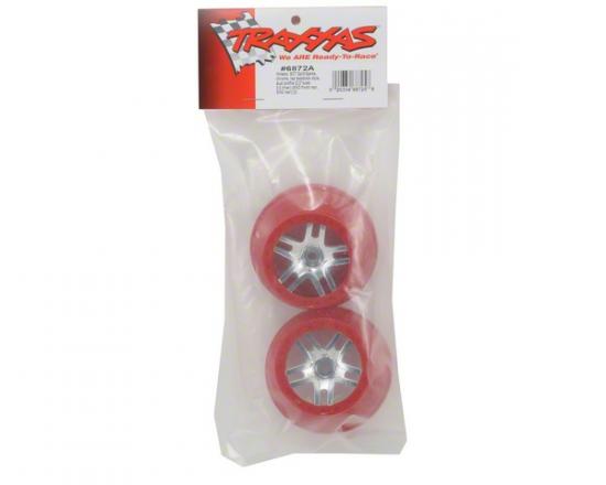 Traxxas Short Course Chrome SS Wheels - Red Beadlock - 12mm Hex (2)