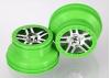 Traxxas Wheels SCT Split-Spoke chrome green beadlock style dual profile (2.2 outer 3.0 inner) (4WD front/rear 2WD rear) (2) ** CLEARANCE **
