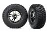 Traxxas Tires wheels assembled glued (SCT Split-Spoke black chrome beadlock style wheels BFGoodrich Mud-Terrain T/A KM2 ultra-soft S1 compound off-road racing tires foam inserts) (2) (4WD f/r 2WD rear) (TSM rated)
