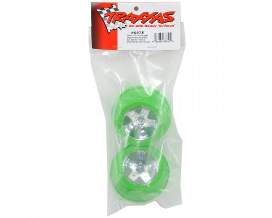 Traxxas Wheels SCT chrome green beadlock style dual profile (2.2 outer 3.0 inner) (2) (4WD front/rear 2WD rear only)