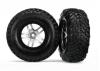 Traxxas Tires wheels assembled glued (S1 compound) (SCT Split-Spoke satin chrome black beadlock style wheels dual profile (2.2 outer 3.0 inner) SCT off-road racing tires foam inserts) (2) (4WD f/r 2WD rear) (TSM rated)