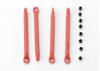 Traxxas Push rod (molded composite) (red) (4)/ hollow balls (8)