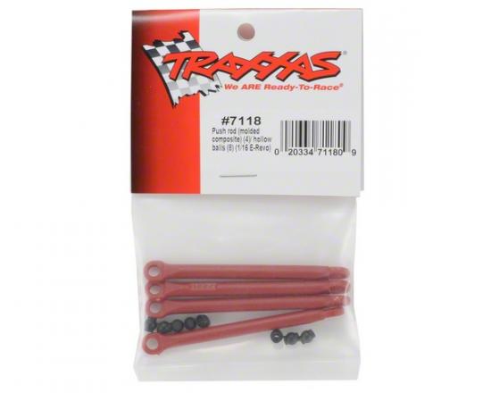 Traxxas Push rod (molded composite) (red) (4)/ hollow balls (8)