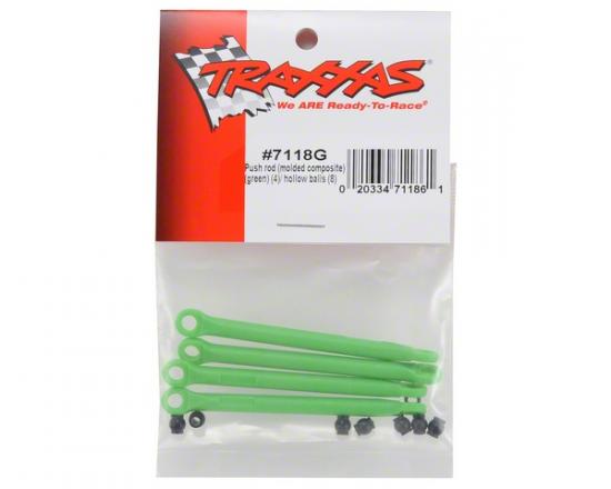 Traxxas Push rod (molded composite) (green) (4)/ hollow balls (8)