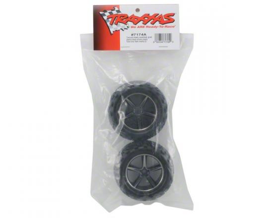 Traxxas Tires and wheels assembled glued (Gemini black chrome wheels Talon tires foam inserts) (2)