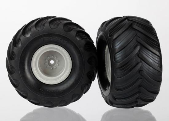 Traxxas Tires wheels assembled (grey wheels (dual profile 1.5 outer and 2.2 inner) dual profile tires) (2)