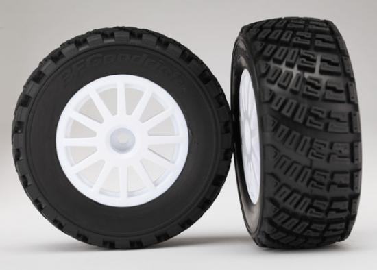 Traxxas Tires wheels assembled glued (White wheels BFGoodrich Rally gravel pattern S1 compound tires foam inserts) (2)
