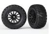 Traxxas Tires wheels assembled glued (black wheels gravel pattern tires foam inserts) (2) (TSM rated)