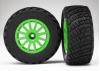 Traxxas Tires wheels assembled glued (Green wheels BFGoodrich Rally gravel pattern tires foam inserts) (2) (TSM rated)