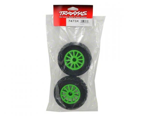 Traxxas Tires wheels assembled glued (Green wheels BFGoodrich Rally gravel pattern tires foam inserts) (2) (TSM rated)