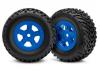 Traxxas Tires and wheels assembled glued (SCT blue wheels SCT off-road racing tires) (1 each right left)