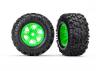 Traxxas MAXX AT Tyres Pre Glued on Green X-MAXX Wheels (2)