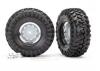 Traxxas Tires and wheels assembled glued (1.9 chrome wheels Canyon Trail 1.9 tires) (2)/ center caps (2)/ decal sheet (requires 8255A extended stub axle)