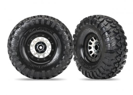 Traxxas 5172 Ruote SS (Split Spoke) Cromate Nere Da 3.8'' Per Revo & Maxx Series. Mozzi Da 17mm E Dadi Inclusi. Paio Di Ruote In Nylon Per Incollaggio Pneumatici.