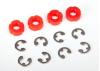 Traxxas Piston damper (red) (4)/ e-clips (8)