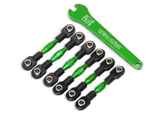 Traxxas Turnbuckles Aluminium (green-anodized) camber links 32mm (front) (2)/ camber links 28mm (rear) (2)/ toe links 34mm (2)/ Aluminium wrench