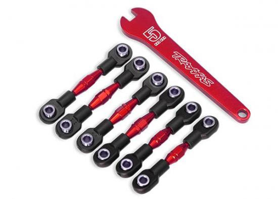 Traxxas Turnbuckles Aluminium (red-anodized) camber links 32mm (front) (2)/ camber links 28mm (rear) (2)/ toe links 34mm (2)/ Aluminium wrench