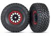 Traxxas Tires and wheels assembled glued (Method Race Wheels black with red beadlock BFGoodrich Baja KR3 tires) (2)