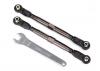 Traxxas Toe links front Unlimited Desert Racer (TUBES dark titanium anodized 7075-T6 Aluminium stronger than titanium) (102mm) (2) (assembled with rod ends and hollow balls)/ Aluminium wrench 7mm (1)