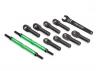 Traxxas Toe links E-Revo VXL (TUBES green-anodized 7075-T6 Aluminium stronger than titanium) (144mm) (2)/ rod ends assembled with steel hollow balls (8)/ Aluminium wrench 10mm (1)