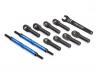 Traxxas Toe links E-Revo VXL (TUBES blue-anodized 7075-T6 Aluminium stronger than titanium) (144mm) (2)/ rod ends assembled with steel hollow balls (8)/ Aluminium wrench 10mm (1)