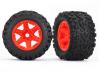 Traxxas Tires wheels assembled glued (orange wheels Talon EXT tires foam inserts) (2) (17mm splined) (TSM rated)