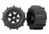Traxxas Tires wheels assembled glued (black 3.8 wheels paddle tires foam inserts) (2) (TSM rated)
