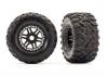 Traxxas Tires wheels assembled glued (black wheels MAXX All-Terrain tires foam inserts) (2) (17mm splined) (TSM rated)