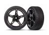 Traxxas Tyres and wheels, assembled, glued (split-spoke black chrome wheels, 19 Response Tyres) (front) (2)