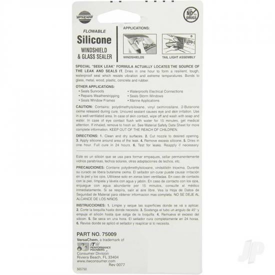 VersaChem 15oz Windshield + Glass Sealer Flowable Silicone (Tube, Carded)