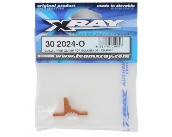 XRay T3 Aluminium Upper Clamp For Bulkheads - Orange
