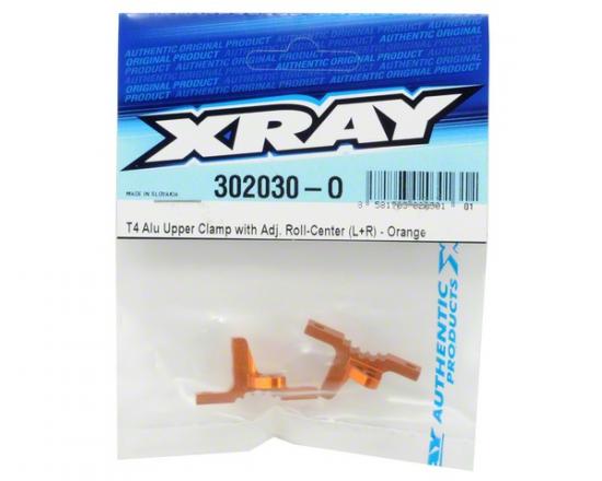 XRay T4 Aluminium Upper Clamp With Adj. Roll-Center (L+R) - Orange
