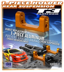 XRay T3 Aluminium Lower Rear Suspension 1 Piece Holder - Orange