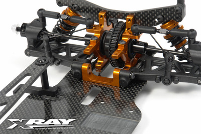 XRay T4 Aluminium Lower Rear Suspension Holder - Orange ** CLEARANCE **