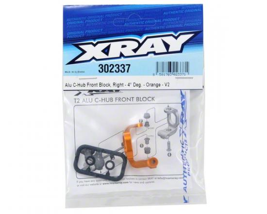 XRay T2 Aluminium C-Hub Front Block, Right - 4 Deg.
