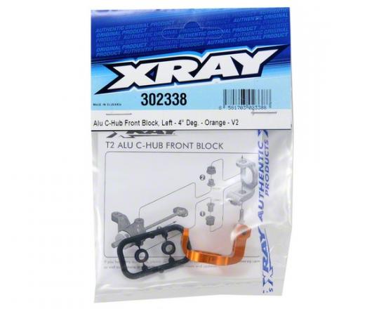 XRay T2 Aluminium C-Hub Front Block, Left - 4 Deg