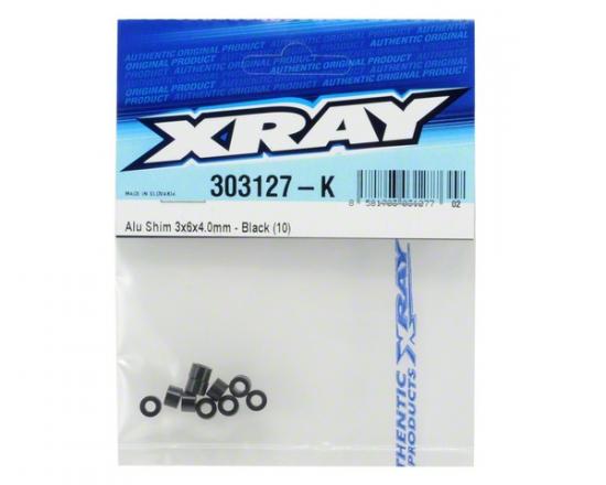 XRay Aluminium Shim 3X6X4.0mm - Black (10)