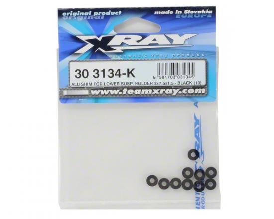 XRay Aluminium Shim For Lower Susp. Holder 3X7.5X1.5 - Black (10)