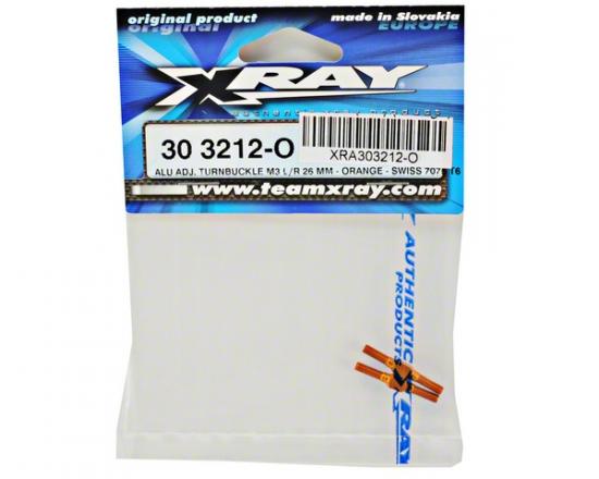 XRay Aluminium Adj. Turnbuckle L/R 26 mm - Orange - Swiss 7075 T6 (2)