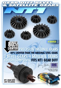 Composite Gear Diff Bevel + Satellite Gears (2+4)