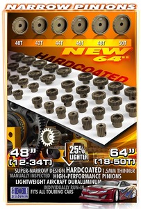XRay Narrow Pinion Gear Aluminium Hard Coated 48T / 64