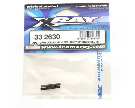 XRay Adj. Turnbuckle L/R 25 mm - Hudy Spring Steel (2)